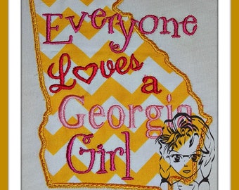 GEORGIA State Applique, Everyone loves a Georgia Girl ~ In the Hoop ~ Instant download Design by Carrie