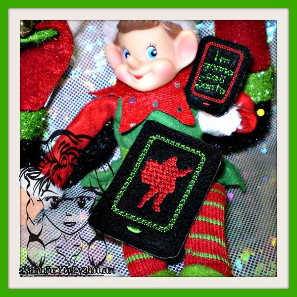 iPAD and CELL PHONE to Santa ~ ELF Size ~ In the Hoop ~ Instant download Design by Carrie