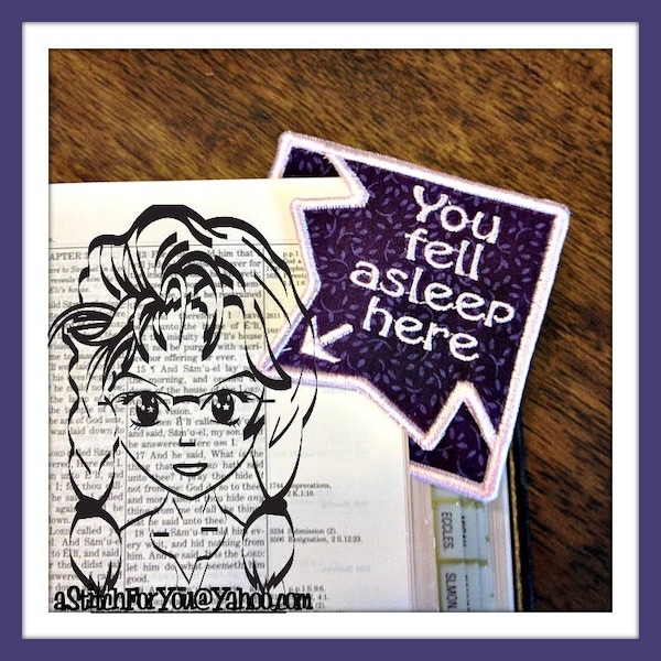 Corner BooKMARK "YoU FeLL ASLeeP HeRE" Teacher Family Gift ~ In the Hoop ~ Instant download Design by Carrie