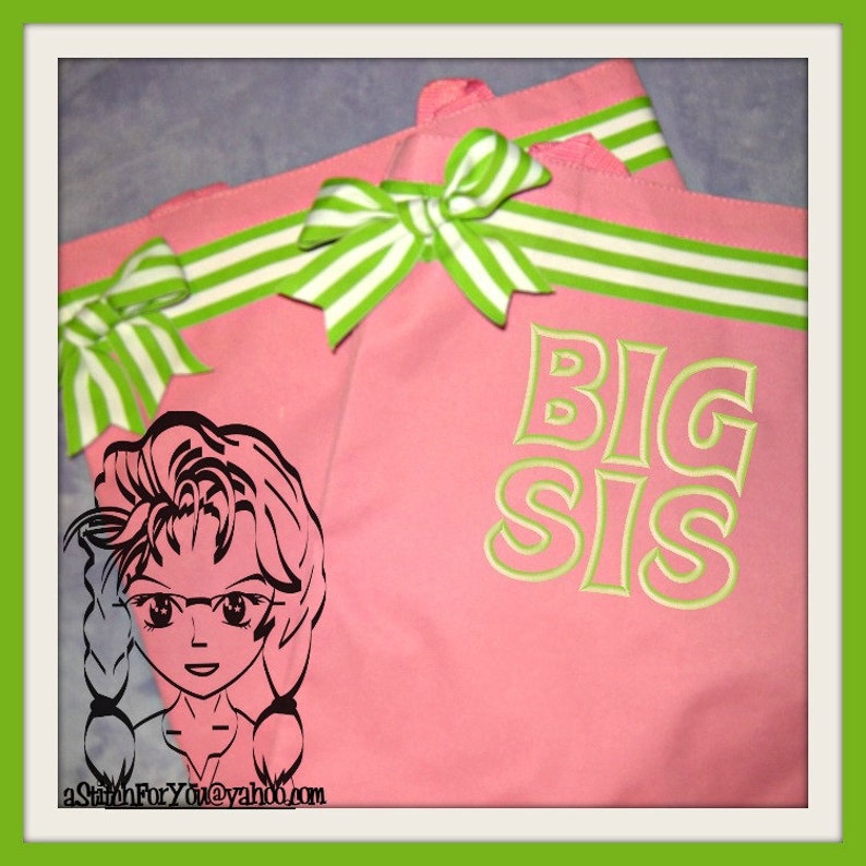 BIG Bro, Big Sis and Lil Bro, LIL Sis Applique Design Instant download Design by Carrie image 1