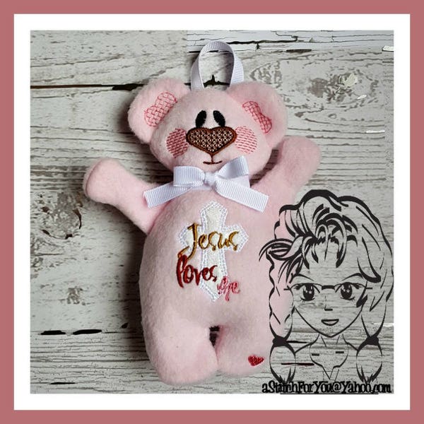 BeAR Jesus Loves Me Applique 3D Plush Softie Toy ~ In the Hoop ~ Instant download Design by Carrie