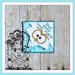 CoRNER BOOKMARK "OWL KeeP Your PLaCE", Gift Teacher ~ In the Hoop ~ Instant download Design by Carrie