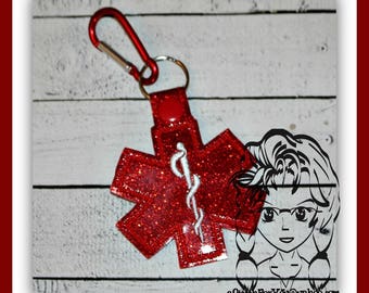 MeDICAL BLANK Alert Allergy Key FOB Key Ring Snap Tab ~ In the Hoop ~ Instant download Design by Carrie
