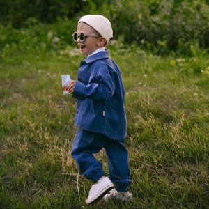 Camicia e pantaloni in denim per bambini, graziosi vestiti per bambini, abbigliamento alla moda per bambini, regalo per bambini, completo in denim blu, giubbotto bomber in denim per neonati