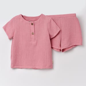 Muslin Set of T-shirt and Shorts, Summer Set for Boy or Girl, Organic Cotton Toddler Clothes, Soft Baby Outfit, Breathable Kids Set