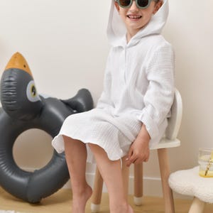 Muslin Hooded Robe for Toddler, Lightweight Beach Wear, Summer Cover-Up, Soft and Breathable Beach Towel for Kids, Children Cotton Poncho
