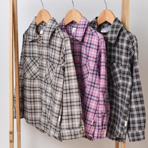 Kids Flannel Shirt, Plaid Shirt for Boy ang Girl, Cotton Long Sleeve Shirt for Toddler, Unisex Children&#39;s Clothing, Toddler&#39;s Stylish Shirt
