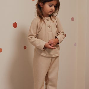 Soft Waffle Knit Baby Lounge Set, Cozy Cotton Homewear, Toddler Relaxed Fit Outfit, Organic Kids Clothes, Lightweight Sleep Set