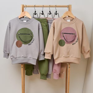 Cotton Kids Tracksuit Set, Toddler Sweatshirt and Pants, Unisex Soft Loungewear Outfit, Baby Jogger Suit for Boys and Girls, Fall Clothes