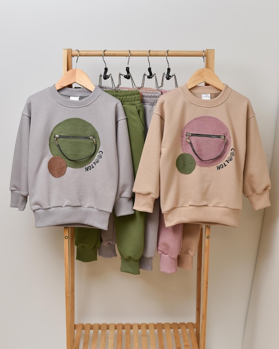 Cotton Kids Tracksuit Set, Toddler Sweatshirt and Pants, Unisex