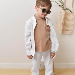 Muslin Children&#39;s Set, Pants and Shirt Boho Kids Clothes, Organic Cotton Toddler Shirt, Gauze Clothing Set Toddler, Summer Children Outfit