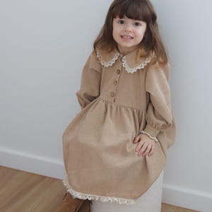 Fluwelen jurk voor meisje, herfstschooljurk voor meisjes, peuterjurk met lange mouwen, elegante meisjesoutfit, herfstmeisjeskleding, kleuterschooljurk