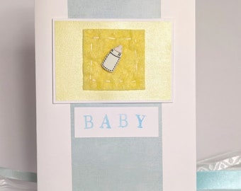 New baby greeting card / handmade card / blue and yellow card / new baby card / newborn gifts / new baby boy card