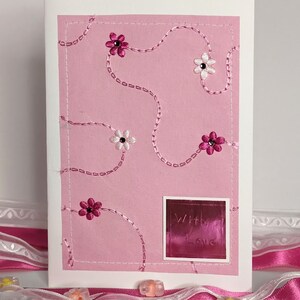 Pink and White Flower Foil Greeting Card / With Love Handmade Card ...
