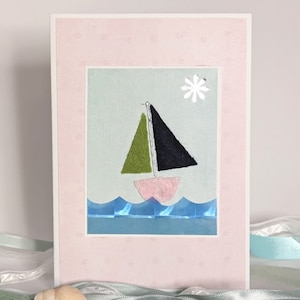 Biglietto d'auguri per barca a vela/biglietto d'auguri estivo/biglietto fatto a mano/biglietto di compleanno/biglietto di celebrazione/occasione speciale/artigianato con carta fatta a mano