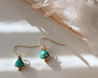 Green Mushroom Earrings