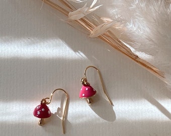 Pink Mushroom Earrings