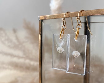 Handmade Baby's Breath Resin Earrings