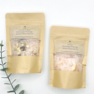 2 Sets Organic Flower Bath Salt Soak: Himalayan Salt, Jasmine, Rose, Lemon