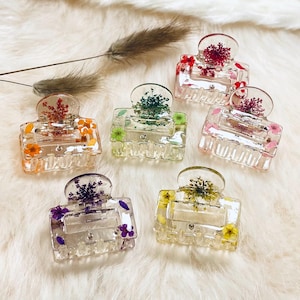Real Dried Flower Resin Hair Claw Clip: Unique Hair Accessory