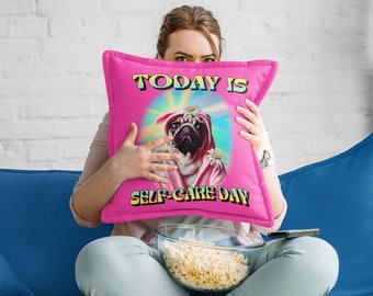 Self care day Spun Polyester Square Pillow