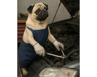 Pug Mechanic Wall Art Print