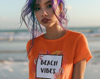 Beach Vibes T-Shirt | Tropical Palm Leaves Summer Design