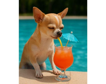Chihuahua Poolside Art