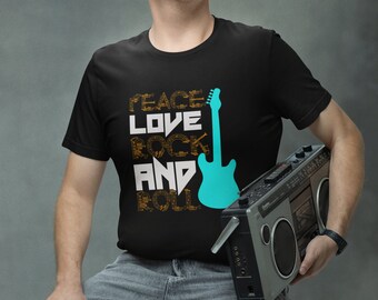 Peace love rock n roll Unisex Softstyle T-Shirt