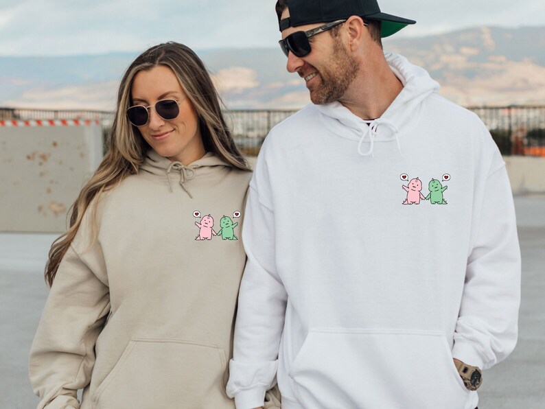 Cute Dinosaur Heart Couple Hoodie, Couples Gifts Valentines Day, Cute ...