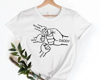 Fist Bump Daddy and Kids Name Shirt, Custom gifts for Dad shirt, Custom Fathers Day Shirt, Custom dad Shirt, Dad Gift, Father's Day Gift