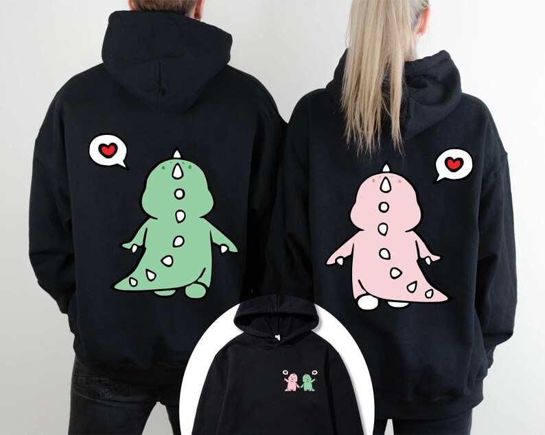 Cute Dinosaur Heart Couple Hoodie, Couples Gifts Valentines Day, Cute ...