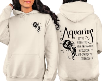 Zodiac Aquarius Hoodie, Astrology Hoodie, Zodiac Birthday Gift For Aquarius, Celestial Aquarius Sweatshirt, Aquarius Horoscope Sweater, Gift