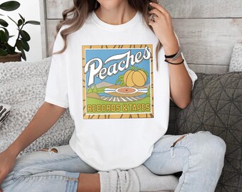 Chemise Peaches Records, t-shirt disques et bandes, t-shirt records, t-shirt vintage des années 70, t-shirt 1970 hommes et femmes, cadeau pour les amateurs de musique, vinyle