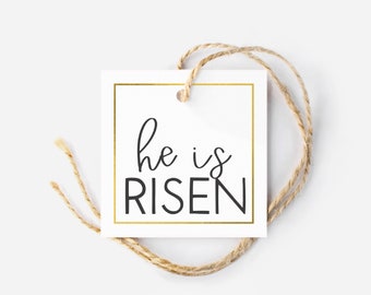 He Is RISEN Easter Cookie Treat Tag  | Square Bakery Easter Cookie Tag | Easter Bunny COOKIE TAG | Hoppy Easter Gift Tag