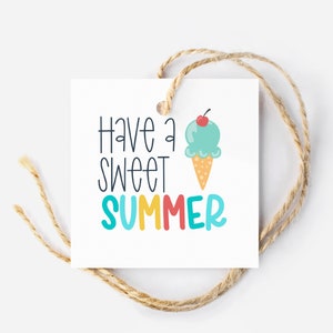 SOMMAR Sista skoldagen-etikett | Ha en trevlig sommar | Presentetikett för lärare eller elever | Utskrivbar sommarpresentetikett för glass | Glassetikett