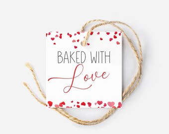 Baked With Love Freshly Baked Printable Sourdough Bread Tag | Valentine Sourdough Bread Baker Tag | Home Bakery Gift Tag | Bakery Sticker
