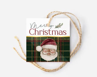 Merry Christmas Santa Cookie Gift Tag | Printable Cookie Christmas Tag | Classic Red and Green Christmas