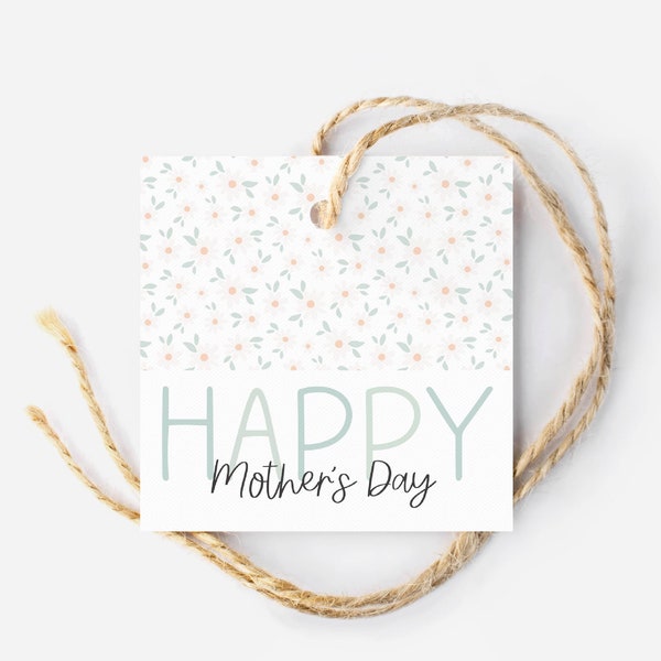 Mothers Day cookie Tag | Boho Daisy | Floral Happy Mothers Day Tag | Cookie Tag | Printable Daisy Gift Tag