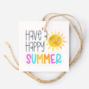 Espero que tengas una etiqueta de regalo imprimible de feliz verano / Etiqueta de verano del último día de clases, Etiqueta de regalo de maestro o estudiante / Etiqueta de galleta de verano brillante