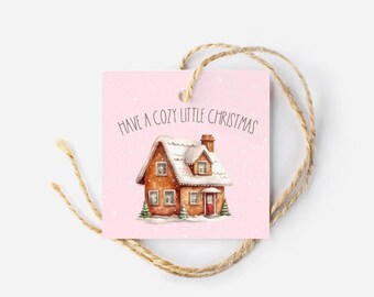 Have A cozy Little Christmas| Christmas Cookie Gift Tag | Printable Cookie Christmas Tag | Christmas Treats Gift Tag | Pink Christmas