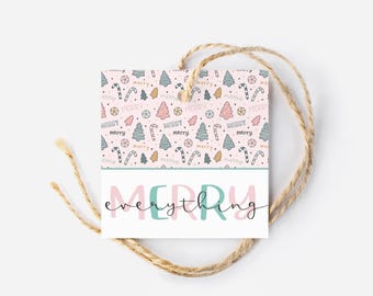 Pastel Cookie Gift Tag | Cute Pastel Christmas Tags | Happy Holidays SQUARE TAG | Printable cookie tag | Cookie gift tag