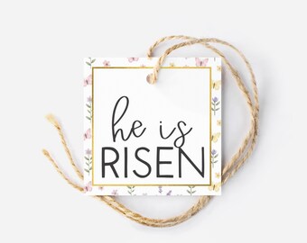 He Is RISEN Easter Cookie Treat Tag  | Square Bakery Easter Cookie Tag | Easter Bunny COOKIE TAG | Hoppy Easter Gift Tag