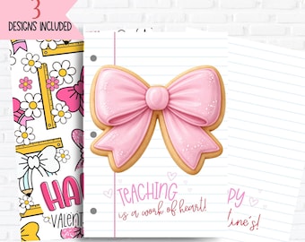 Valentine School Teacher Cookie Card Set | Croquet style | Trendy Teacher | Valentines teacher gift