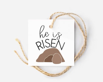 He Is RISEN Easter Cookie Treat Tag  | Square Bakery Easter Cookie Tag | Easter Bunny COOKIE TAG | Hoppy Easter Gift Tag