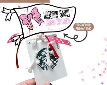 Teacher Appreciation Pennants|  Personalized Pennant Flag | Teacher Appreciation Week Flags | Coffee gift card holder | Printable gift card