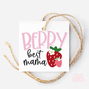 Berry melhor tag de biscoito do dia das mães do MAMA | etiqueta feliz do dia das mães | Etiqueta de biscoito | Início Embalagem para padeiros | Etiqueta para presente de chocolate e morango