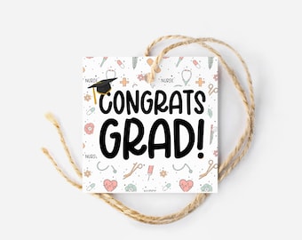 Felicitaciones Enfermera graduada / Gracias Etiqueta de regalo de enfermeras / Regalo de graduación para enfermera / Etiqueta de regalo de graduación de la escuela de enfermería