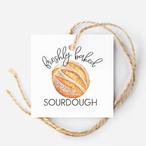 Frisch gebackenes Sauerteigbrot Anhänger | Sauerteigbrot Baker Anhänger | Hausbäckerei Geschenkanhänger | Bäckerei Aufkleber Mit Liebe gebacken