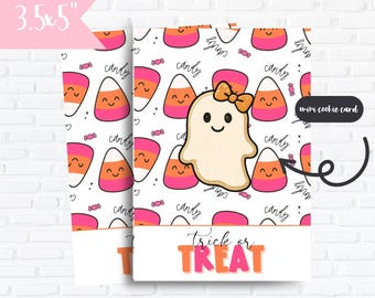Halloween Cookie Backer Card | Trick or Treat Teacher Gift | Candy Corn Cookie Packaging | Fall Cookie Card Printable